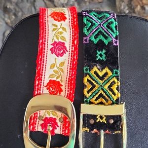 2 womens vintage 70's ethnic boho belts